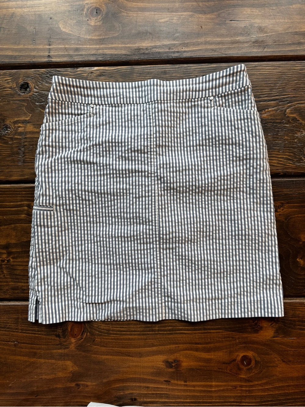 Renuar Striped Seersucker Mini Skirt - Blue & White